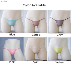 Slips Culottes Hommes T-Back G-String Taille Basse String Bikini Solide Sous-Vêtements Pochette Transparente Soie Glacée Beachwear Lingerie Érotique Sous-Vêtements Sexy YQ240215