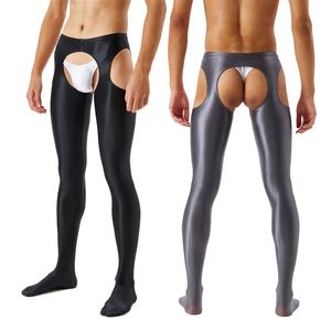 Slips culottes Spandex brillant collants collants bas sexy ouvert entrejambe pantalons de yoga formation femmes sport fitness hommes brillant gay leggings 231030