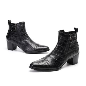 Style britannique haute qualité hommes Chelsea bottes en cuir véritable clouté talons hauts robe d'affaires chevalier Cowboy bottes hommes chaussures