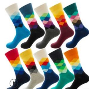 Chaussettes tubulaires effilées en forme de diamant de style britannique pour hommes et femmes ZQ009 X0710