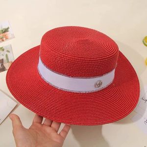 Cappello a cilindro piatto bianco in stile britannico cappello da spiaggia per le vacanze da donna m lettera cappello da sole cappello di paglia cappello da mare da donna marea