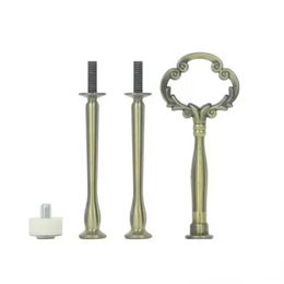 Bronce Color Boda Flor Forma Mini 3 Niveles Metal Cupcake Montaje Venta al por mayor Fancy Cake Stand Rods FY3716