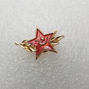 Broches Artesanías antiguas Estrella Roja soviética Símbolo de martillo de hoz socialista Broche de medalla conmemorativa