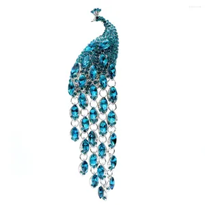 Broches arrivée Vintage paon oiseau gland bleu strass cristal Art déco Style broche broche accessoires de robe de soirée