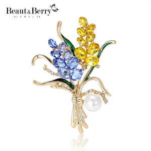 Broches BeautBerry femmes strass oreille de blé 4 couleurs Design fleur épingles bureau fête décontracté accessoires cadeaux
