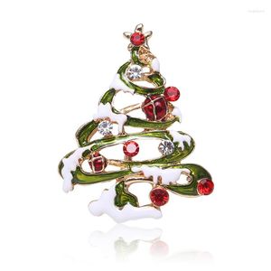 Broches Blucome Beauty Christmas Tree Brooch Crystal Corsage pour femmes Sac de pull pour enfants Écharpe Hijab Pins Bijoux décontractés