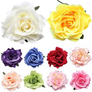 Broches Bohemia tissu rose Forme florale épingles de broche pour la mariée fleur bord boucle épingle à cheveux Barrette de mariage joaillerie accessoires de bijoux