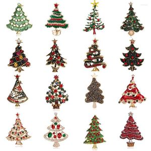 Broches Classique Vintage Multicolore Cristal Arbre De Noël Pour Les Femmes Strass Col Pins De Mode Bijoux En Gros