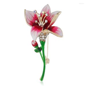Broches Cloisonne Broche De Tulipán Mujer Flor De Diamantes De Imitación Pin De Gama Alta Diseño Coreano Ropa De Mujer Joyería De Ramillete