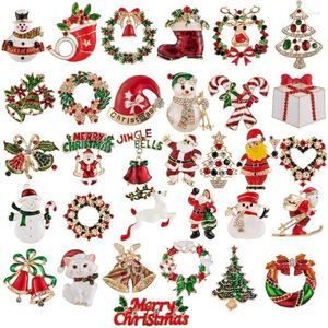 Broches de moda, Pin de cristal, lindo árbol de Navidad, alfileres de solapa, rojo, verde, campana de Papá Noel, guirnalda, botas, insignia, accesorios de ropa