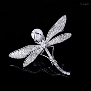 Brooches Fashion Cubic Zircon Micro Paved Insect Dragonfly Brooch Pin Shoes Accessoires Bijoux pour filles