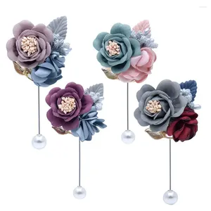 Brooches Fashion Wedding Imitation Pearls Artificial Flower Groomsman Groom Bouquet Boutonniere Corsage Brooch Brooch