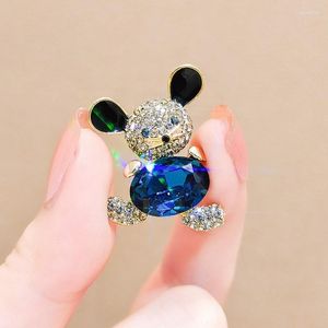 Broches Femme Mode Bleu Cristal Mignon Souris Pour Les Femmes De Luxe Jaune Or Couleur Alliage Animal Broche Épingles De Sûreté