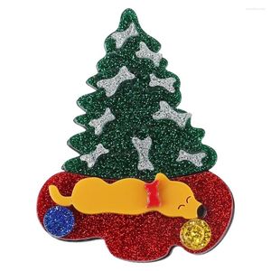Broches paillettes de Noël chiens de Noël dogons en acrylique épingles pour les vêtements pour femmes caricatures animaux badges broche badges épingle bijoux