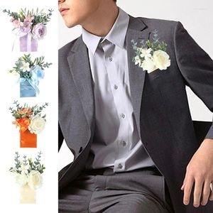 Brooches Groom Corsage Wedding Boutonniere Artificial Flowers Bouquet Carte sans épingle Cérémonie de fête