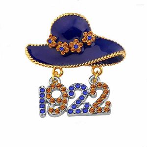 Broches Group Jewelry Custom Fashion Blue Yellow Crystal Greek Letters Hat 1922 Sorority SGRHO Symbol Sigma Gamma Rho Pin Brooch