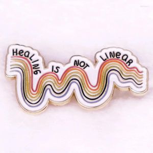 Broches curativos no lineales, Pin esmaltado, insignia de líneas coloridas del arco iris, broche terapéutico, joyería de concientización sobre la salud Mental