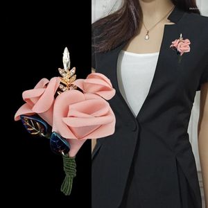 Broches haut de gamme en tissu fleur broche cristal épinglettes élégant mode Corsage mariée mariage pour femmes bijoux accessoires