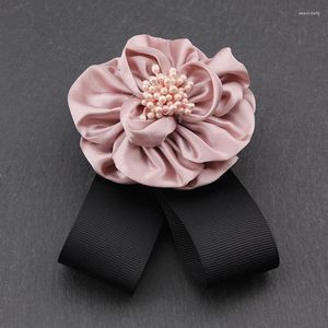 Broches coréen tissu de mode ruban archet broche rose fleur bowknot cou liens corsage cols broches pour femmes accessoires de vêtements