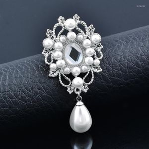 Broches LEEKER, broche de perlas en forma de lágrima de moda coreana para mujer, alfileres Vintage, accesorios de boda, joyería 2024