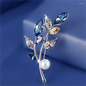Broches de luxe Bouquet de cristal à la mode strass fleur broche broches pour femmes Corsage costume pull vêtements accessoires cadeau