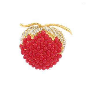 Broches Muylinda broche de manzana roja lindo Diamante de imitación Pin grande para mujeres suéter de fruta accesorios de abrigo regalos de año