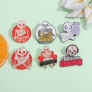 Broches Pin for Women Round Shape Skull Letter Men Funny Badge and Pins for Dress Cloths Bags Decor Cute Email Metal Jewelry Gift for Friends Wholesale