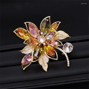 Broches broches Vintage Colorul cristal Zircons broche florale broche pour femmes mode mariage fleur Bouquet bijoux accessoires broches