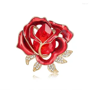 Broches rétro cristal Rose broche goutte d'huile strass fleur manteau Corsage Anti lumière broche accessoires femmes