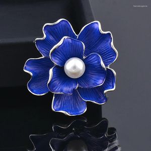 Brooches Sinleery Vintage Blue Flower Pearl Femme Pin Party Party Accessoires de mode bijoux de mode