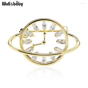 Broches Wulibaby Tchèque Strass Horloge Pour Femmes Exquisite Global Party Bureau Broche Pins Cadeaux