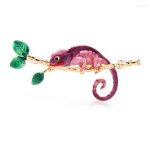 Broches Wulibaby esmalte Gecko para mujer 4 colores árbol trepador lagarto Animal broche Pins regalos