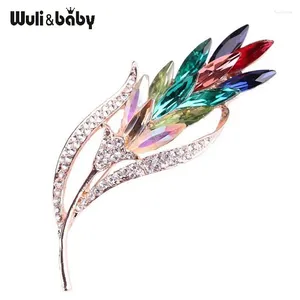 Broches Wulibaby multicolore cristal blé femmes fleur mariages décontracté broche broches cadeaux