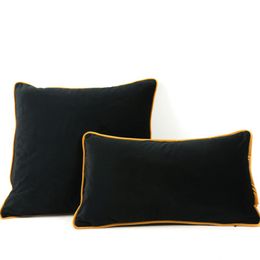 Brun Yellow Edge Velvet Black Cushion Cover Pillower Base de chaise Chaise Sofa Couvre-oreiller sans ballonnement Decor Home sans farce 2381