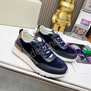 Zapatos Brunello con cordones, tacones de cuña de colores mezclados, zapatillas de deporte para hombre, zapatos deportivos de marca de lujo, zapatos individuales de cuero de diseñador para hombre 2023, zapatos casuales al aire libre con punta redonda