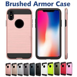 Funda de armadura cepillada para iPhone 12 Pro Max 11 Pro XS MAX 8 Plus Funda de teléfono inteligente a prueba de golpes para Samsung NOTA10 S10 S20 Plus con bolsa OPP