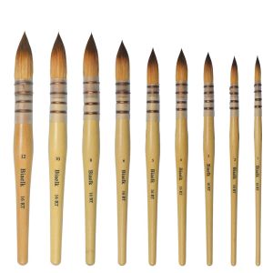 Brosses 16rt Haubaise Taklon Hair en bois Handle aquarelle acrylique Artiste Art Supplies Paint Brush