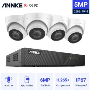 Brosses Annke 8ch FHD 5MP POE Network Video Sécurité Video Sécurité Système H.265 + 6MP NVR avec des appareils photo POE de surveillance 5MP avec une caméra IP enregistrée audio