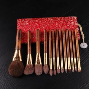 Pinceaux de maquillage Mydestiny, 13 pièces, pinceaux doux de haute qualité et sac à cosmétiques traditionnel chinois en tissage Jacquard, outils de maquillage, beauté
