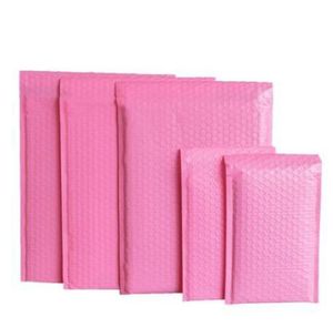 Bolsas de embalaje para anuncios publicitarios de burbujas, sobres acolchados, película de perlas, bolsa de sobre de correo para libros, revistas, correo forrado, autosellado, rosa