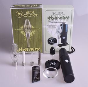 Kits de collecteur de nectar de barboteur Mini pipe à fumer avec pointe en titane à 510 fils Céramique Quartz Nail Dab Rig Bongs à eau en verre