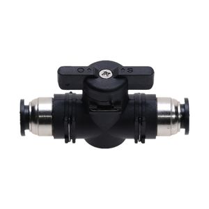 BUC 4 mm 6 mm 8 mm 10 mm 12 mm pneumatique noir Push dans le connecteur de joint rapide Valve de main pour tourner le courant du manuel de commutation limite