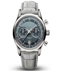 Bucherer Marley Dragon Flyback Chronograph Grey Blue Cal cadran Top en cuir STRAP QUARTZ MENS039S GIED1583190