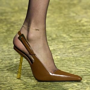 Nouvelle escarpins à boucle en cuir breveté chaussures chaussures talons stiletto sandals10.5 cm robe de créateurs de luxe pour femmes