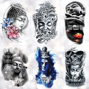 Bouddha Sakyamuni Étanche Tatouage Temporaire Autocollant Bambou Lotus Lumière Tour Flash Bras Tatouages Body Art Faux Tatoo