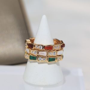 BUIGARI Snake bone series anillo de diseño para mujer diamante Plata de ley T0P calidad moda joyería de lujo estilo clásico regalo para novia 040