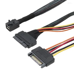 Câble Mini SAS HD 12G intégré vers U.2 36P SFF-8643 SFF-8639 0.5M/1M avec alimentation SATA 15 broches adapté au SSD