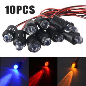 Bombillas 10pcs 12V 10mm Pre-cableado Constante LED Ultra brillante Lámpara Intermitente 4 colores Agua transparente con plástico ShellLED