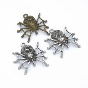 Bulk 200 pcs / lot 28 27 mm 3D Spider charms colgante plata antigua bronce antiguo plata colors2911