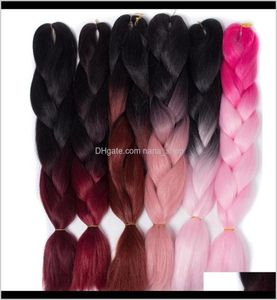 Bulks QP Two Tone Clored Crochet Traids Hair 24quot 60cm 100gpc synthétique ombre Jumbo Traiding Extensions 1JBJB LDWM39839453